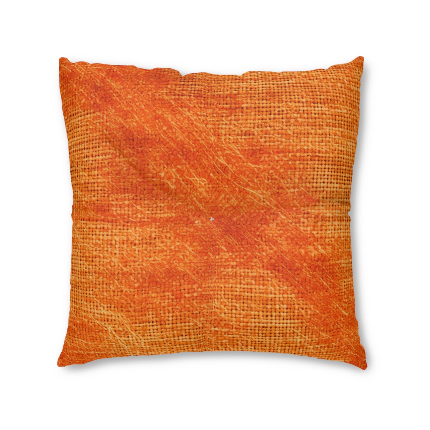 Burnt Orange/Rust: Denim-Inspired Autumn Fall Color Fabric - Tufted Floor Pillow, Square