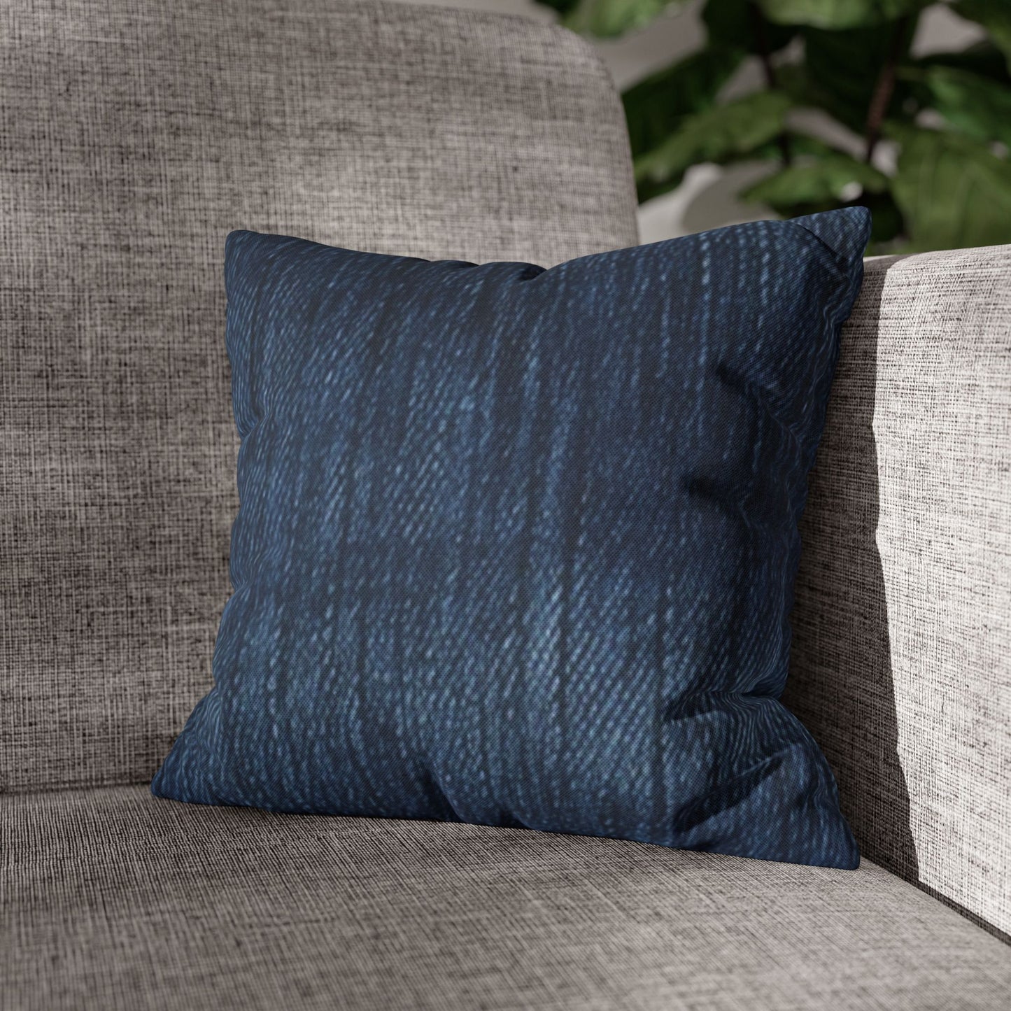 Indigo Splash: Washed Denim Reverie in Deep Blue - Spun Polyester Square Pillow Case