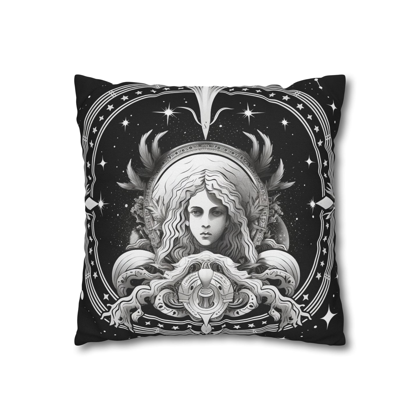 Virgo Zodiac Polyester Square Pillow Case, Indoor, Double Sided Design