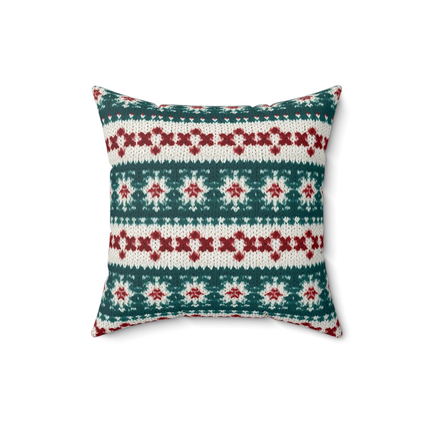 Christmas Knit Crochet Holiday, Festive Yuletide Pattern, Winter Season - Spun Polyester Square Pillow