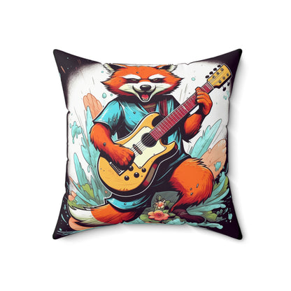 Red Panda Music Band Animal Spun Polyester Square Pillow