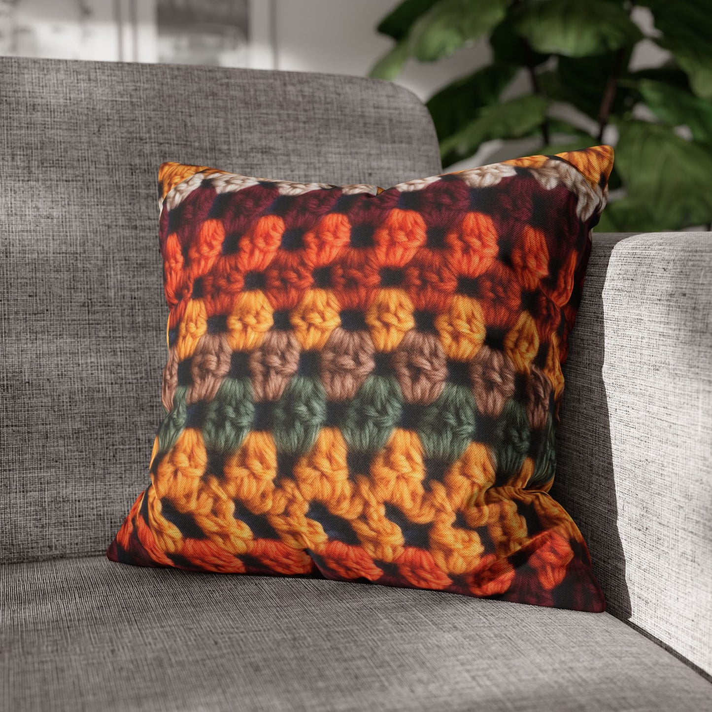 Crochet Thanksgiving Fall: Classic Fashion Colors for Seasonal Look - Spun Polyester Square Pillow Case