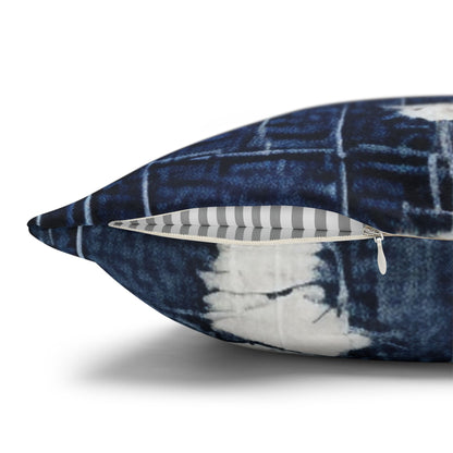 Patriotic Red, White & Blue: Distressed Denim-Style, Torn Fabric - Spun Polyester Square Pillow Case