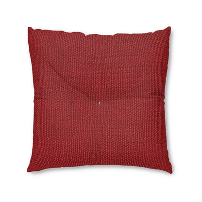 Bold Ruby Red: Denim-Inspired, Passionate Fabric Style - Tufted Floor Pillow, Square