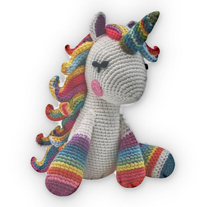 Unicorn Shaped Hooked Pillow, Crochet Plush Gift