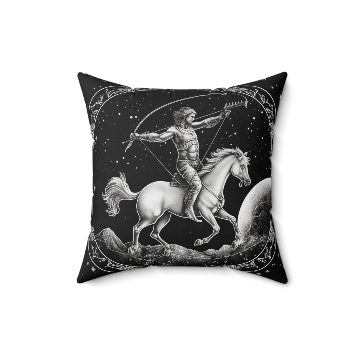 Sagittarius Zodiac, Archer Design, Fire Element, Spun Polyester Square Pillow