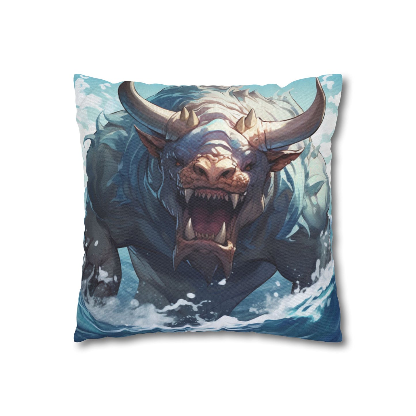 Bull Shark Fusion: Water Fantasy - Hybrid Ocean Marine Animal - Spun Polyester Square Pillow Case