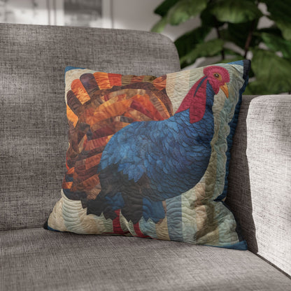 Thanksgiving Harvest Quilt: Festive Turkey Design for Holiday Season - Spun Polyester Square Pillow Case