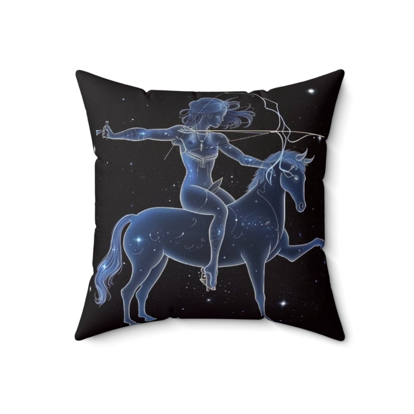 Sagittarius Zodiac in Starlit Universe - Fluorescent Colors - Spun Polyester Square Pillow