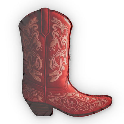 Embroidery Red Western Knee High Boots Shaped Pillow