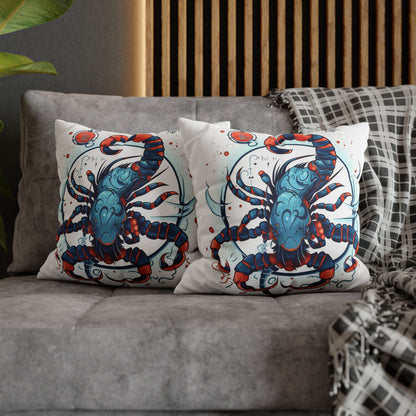 Cute Scorpio Zodiac Sign - Big Claws, Long Tail Cosmic Astrology Symbol - Spun Polyester Square Pillow Case