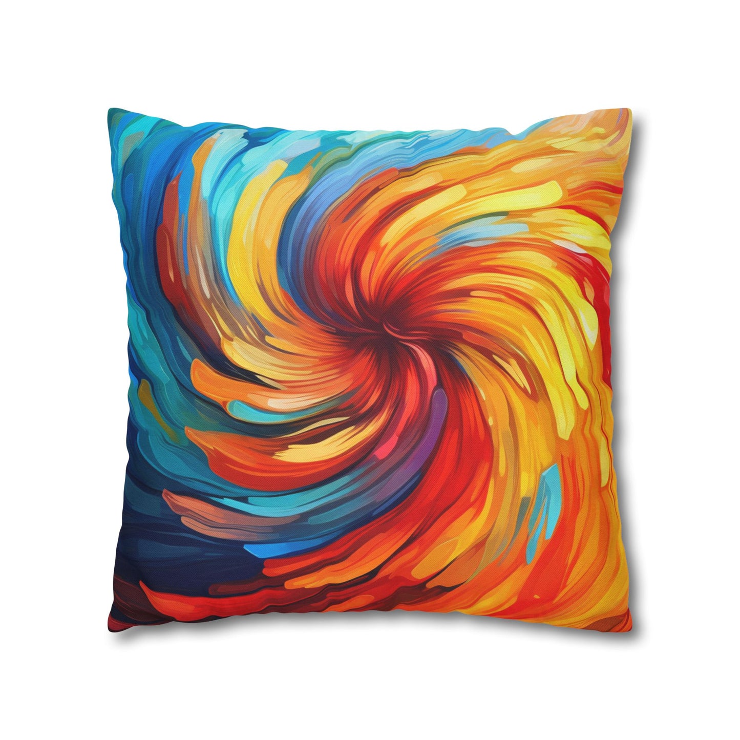 Vibrant Swirling Abstract Art - Unique and Colorful Spun Polyester Square Pillow Case