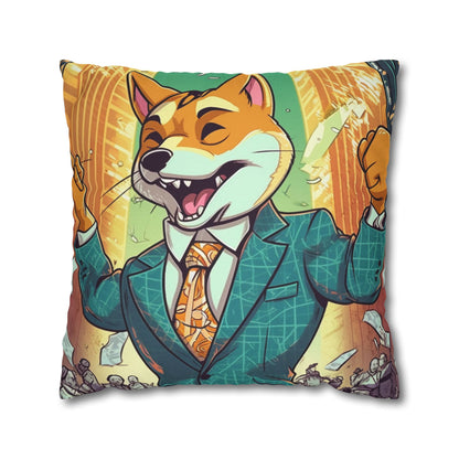 Synthwave Shiba Inu NYSE Collector's Gear: Spun Polyester Square Pillow Case