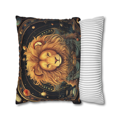 Astrological Leo Sign - Vibrant Cosmic Zodiac Astrology - Spun Polyester Square Pillow Case