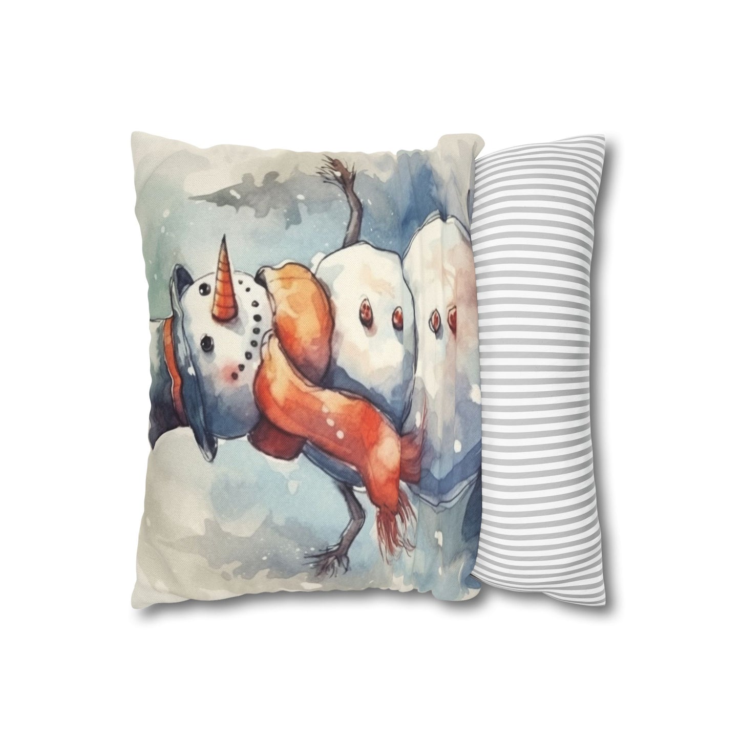 Frosty Winter Snowman - Spun Polyester Square Pillow Case