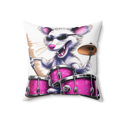 Opossum Drum Band Furry Animal Graphic Anime Spun Polyester Square Pillow