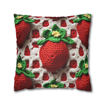 Strawberry Crochet Pattern - Amigurumi Strawberries - Fruit Design for Home and Gifts - Spun Polyester Square Pillow Case