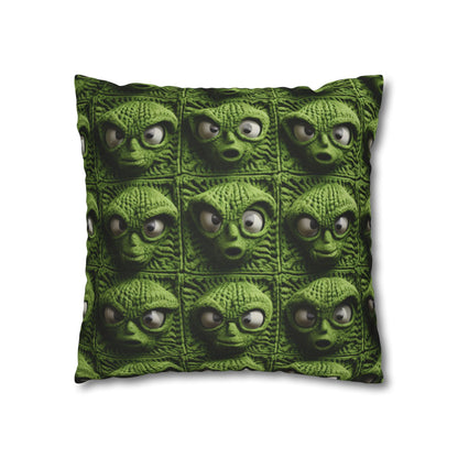 Alien Granny Square Crochet - Galacitc Space Sci fi Fantasy Theme - Spun Polyester Square Pillow Case