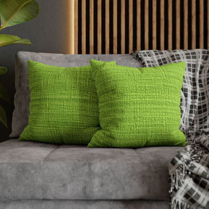 Lush Grass Neon Green: Denim-Inspired, Springtime Fabric Style - Spun Polyester Square Pillow Case