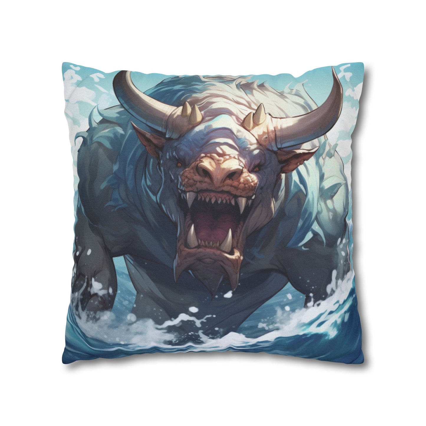 Bull Shark Fusion: Water Fantasy - Hybrid Ocean Marine Animal - Spun Polyester Square Pillow Case