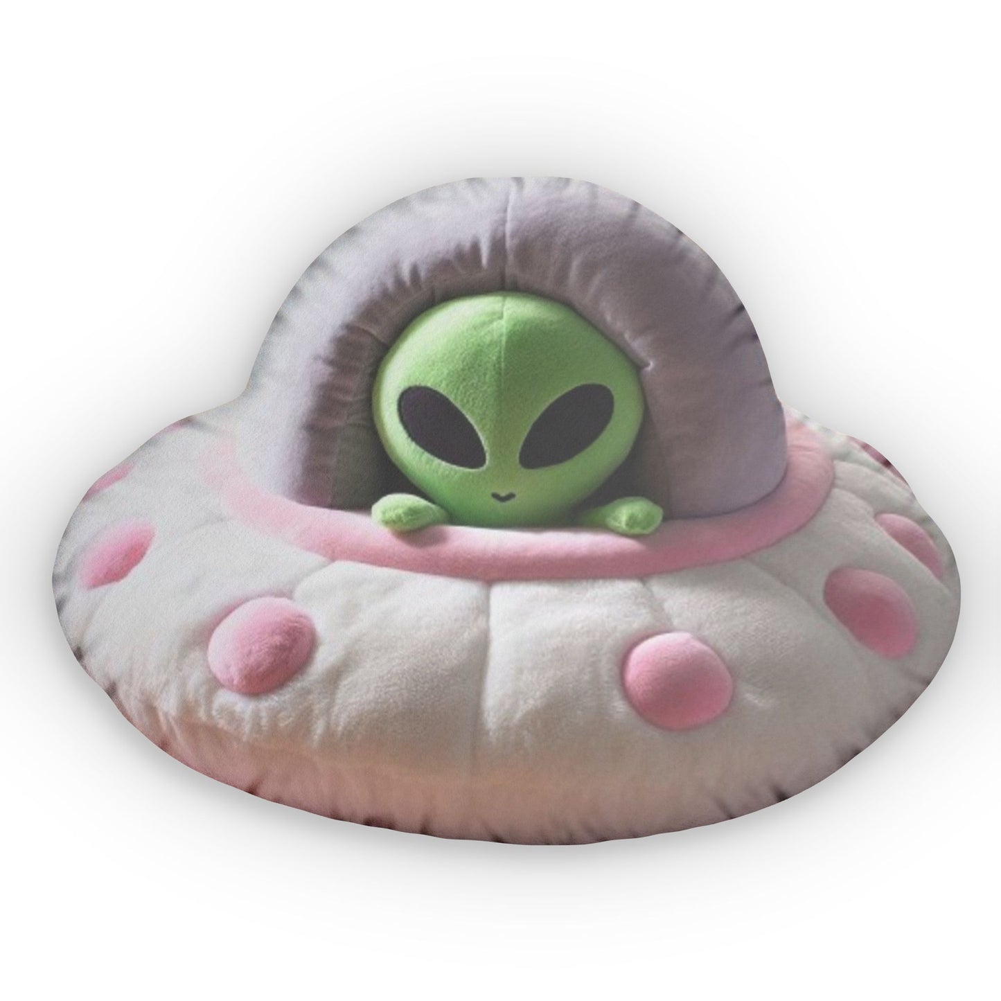 Cute Alien UFO, Gift For Her, Galactic Space Craft Ship, Plush Shaped Pillow