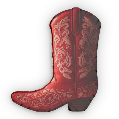 Embroidery Red Western Knee High Boots Shaped Pillow