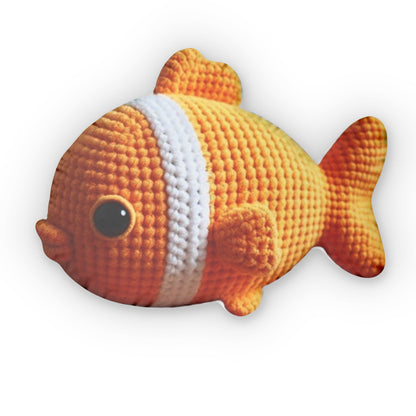 Crochet Goldfish Cracker Plush Shaped Pillow