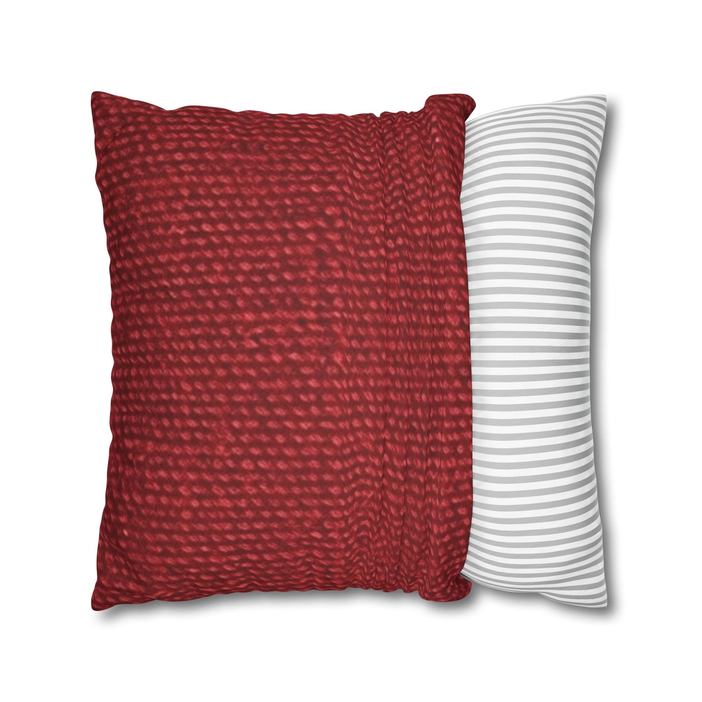 Bold Ruby Red: Denim-Inspired, Passionate Fabric Style - Spun Polyester Square Pillow Case