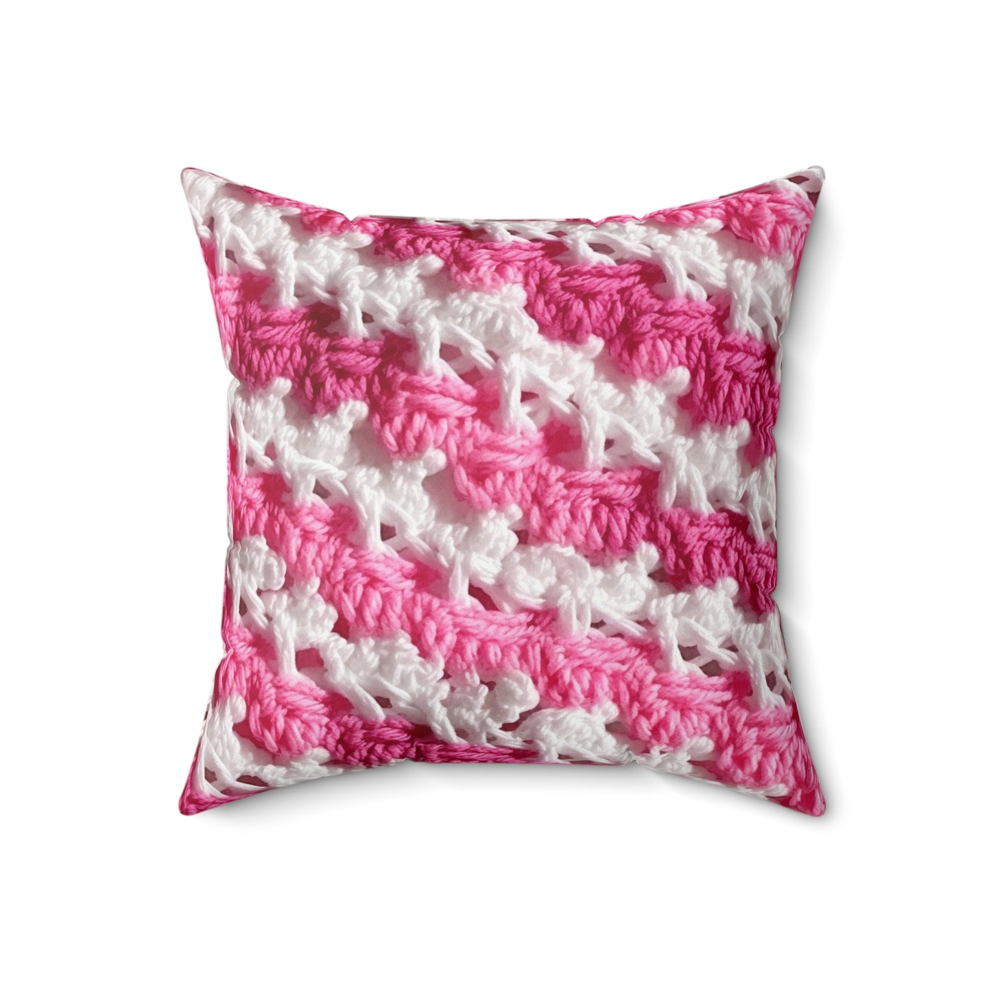 Hot Pink & White Knit, Vibrant Yarn Blend, Modern Chic Texture - Spun Polyester Square Pillow