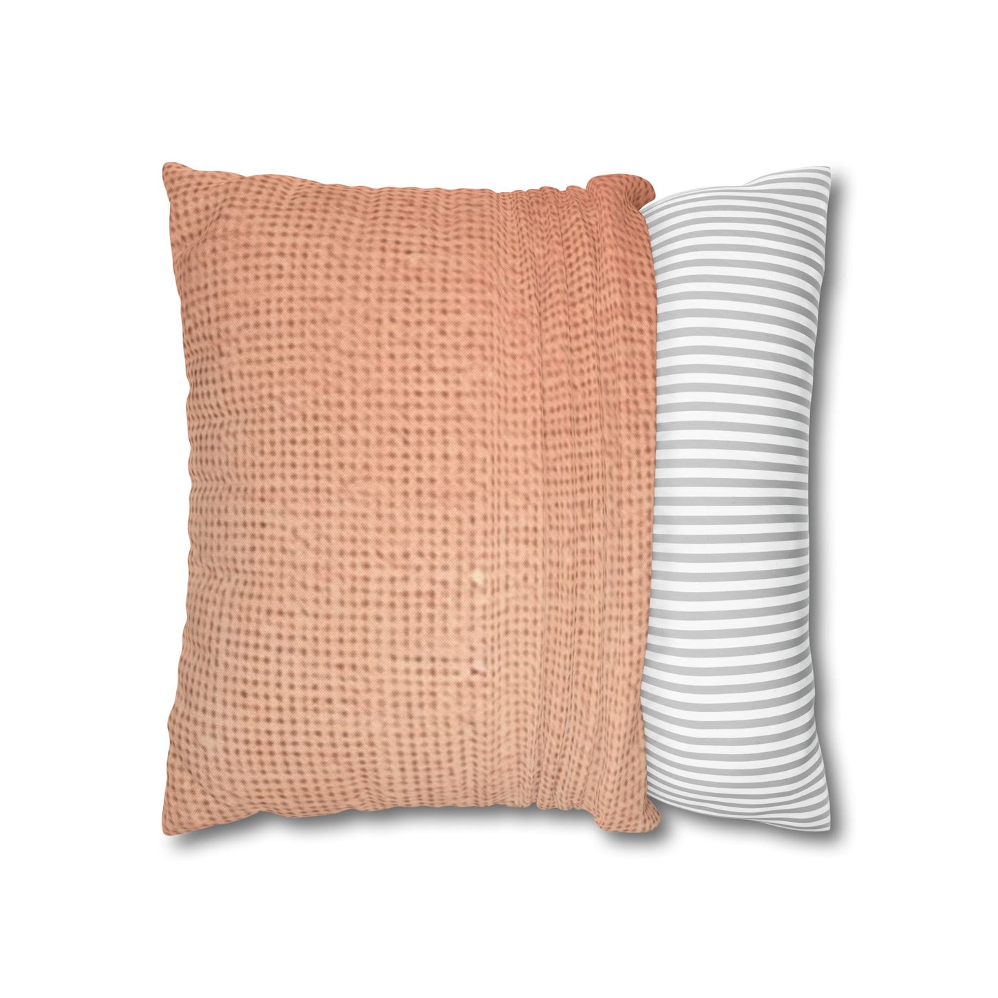 Soft Pink-Orange Peach: Denim-Inspired, Lush Fabric - Spun Polyester Square Pillow Case