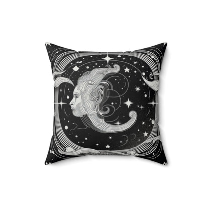 Aquarius Zodiac, Air Element, Spun Polyester Square Pillow