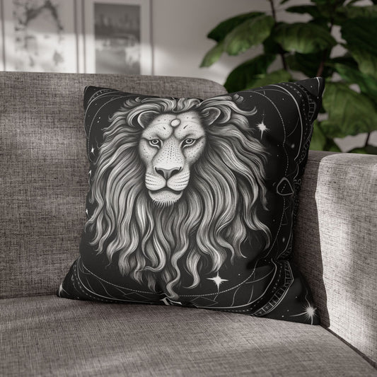 Leo Zodiac Sign Spun Polyester Square Pillow Case, Double Sided Print