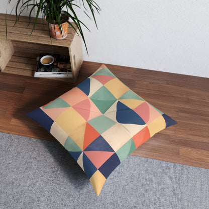 Minimalist Geometric Shapes - Pastel Decor Tufted Floor Pillow, Square