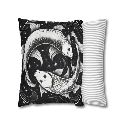 Pisces Zodiac Sign Polyester Square Pillow Case, Double Sided Design