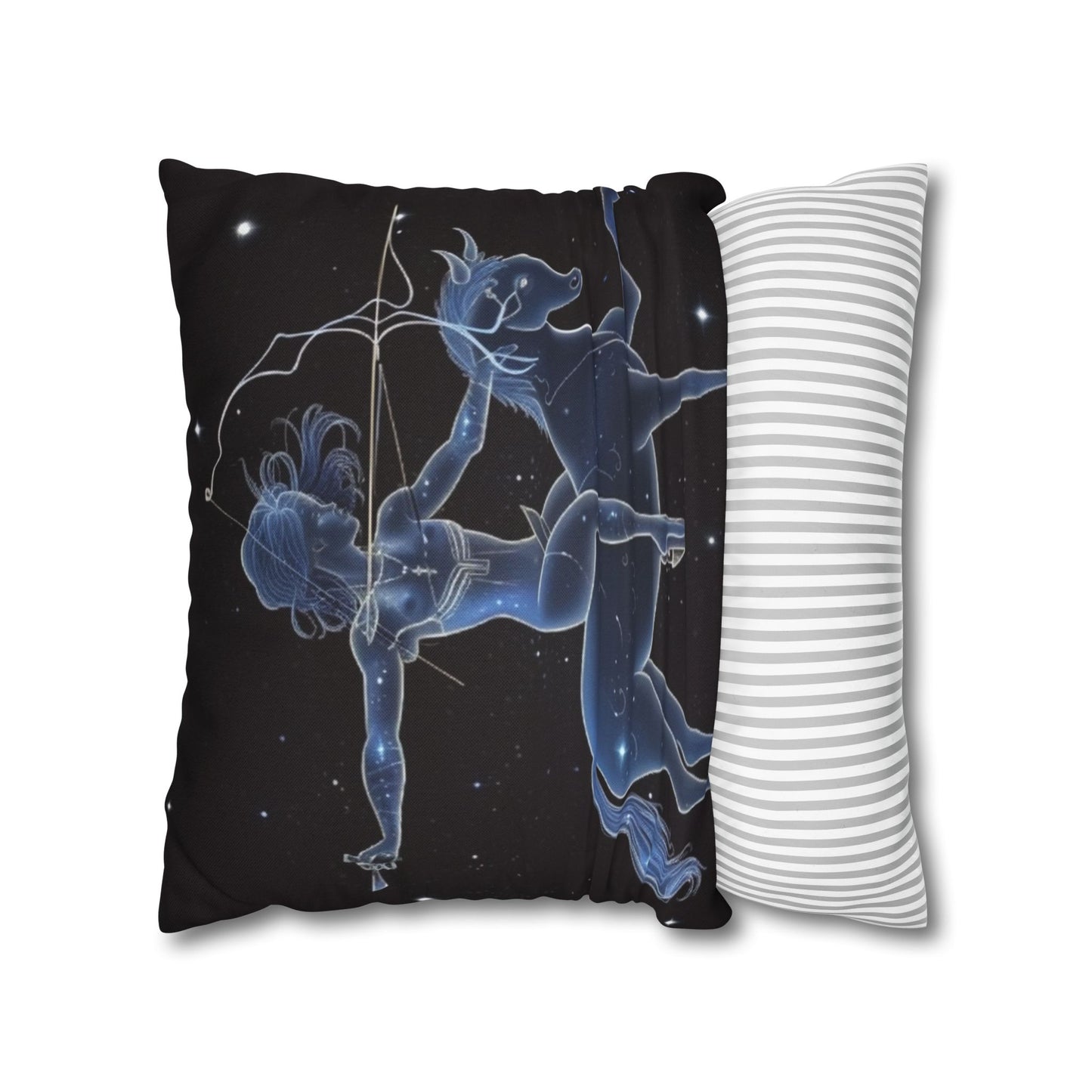 Sagittarius Zodiac in Starlit Universe - Fluorescent Colors - Spun Polyester Square Pillow Case