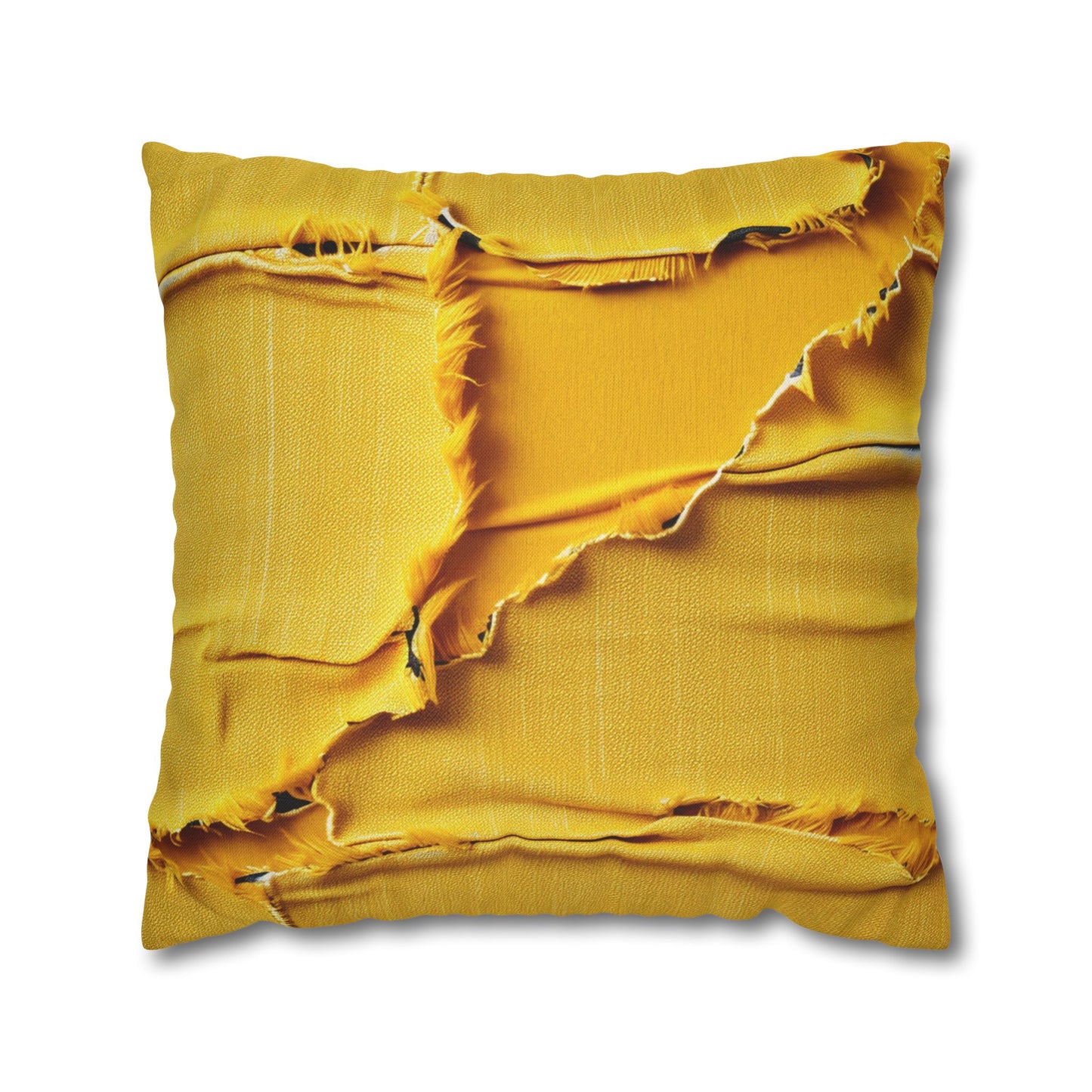 Banana Yellow Lemon: Bold Distressed, Denim-Inspired Fabric - Spun Polyester Square Pillow Case