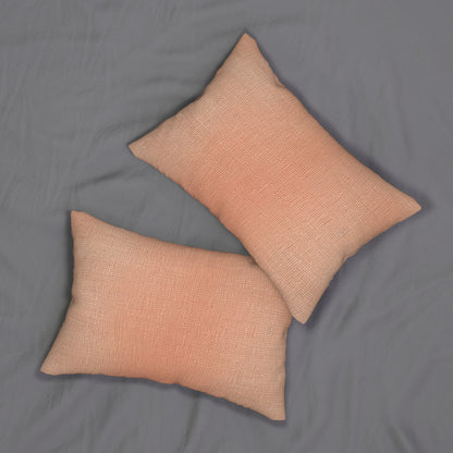 Soft Pink-Orange Peach: Denim-Inspired, Lush Fabric - Spun Polyester Lumbar Pillow