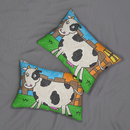 Cow Moo Farm Barn Animal Character Spun Polyester Lumbar Pillow