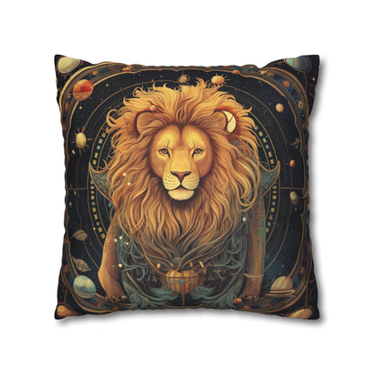 Astrological Leo Sign - Vibrant Cosmic Zodiac Astrology - Spun Polyester Square Pillow Case