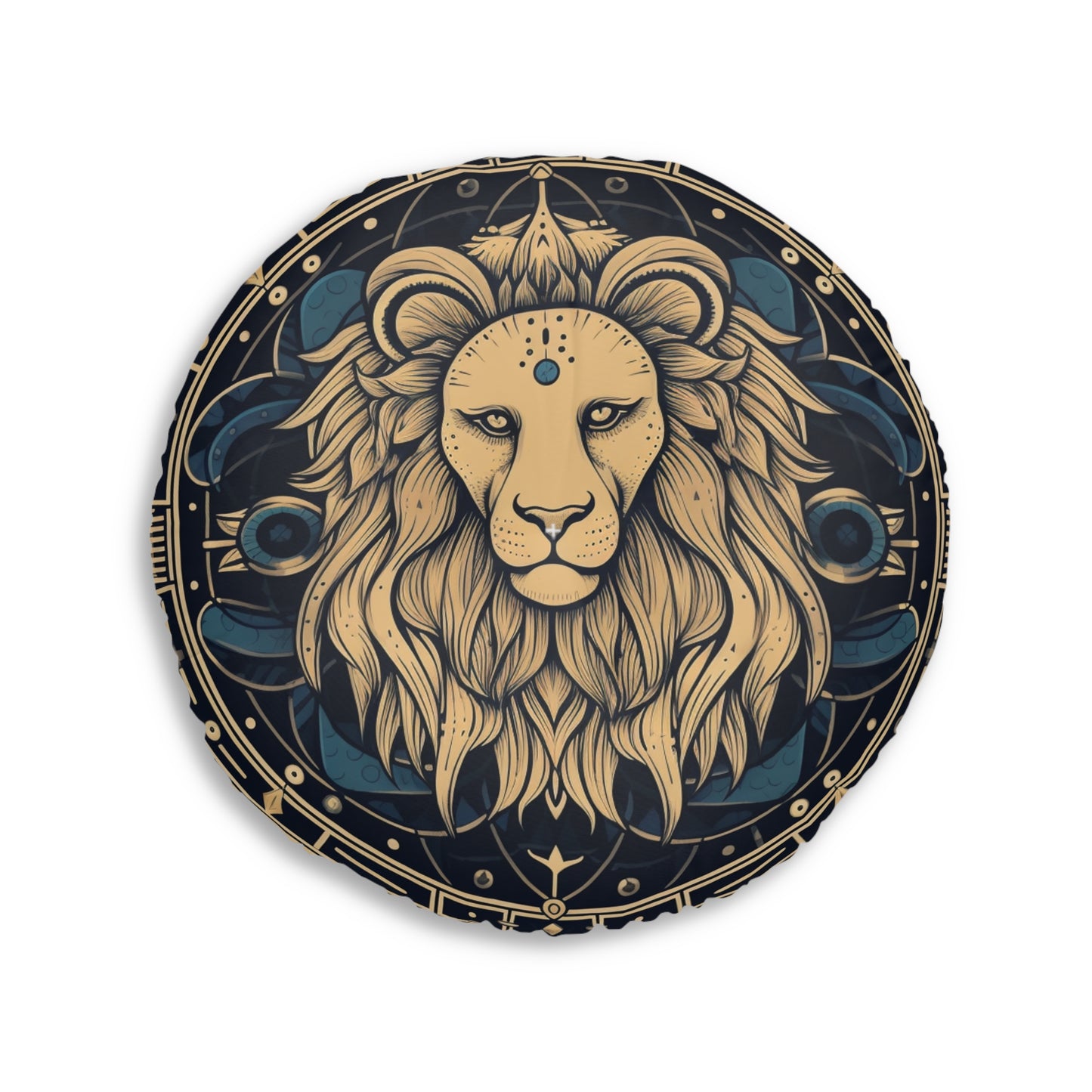 Leo Zodiac Sign - Mystic Circle Astrology Art Cosmic constellation - Tufted Floor Pillow, Round