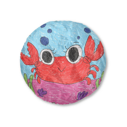 Lobster Crab Graphic Sea Lovers Tufted Floor Pillow, Round