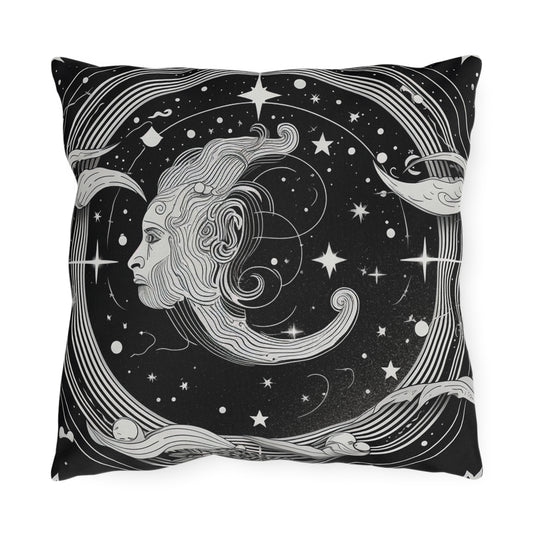 Aquarius Zodiac UV-Resistant Outdoor Pillow, Water-Resistant, Spun Polyester