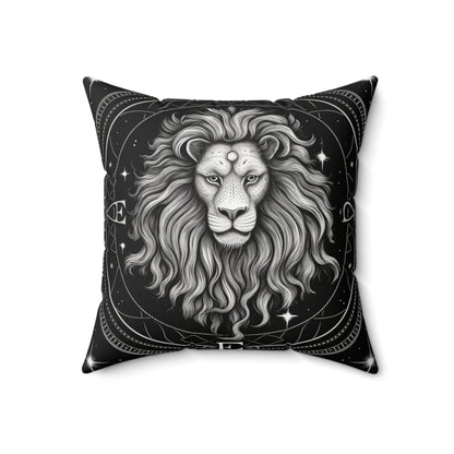 Leo Zodiac, Lion Symbol Design, Fire Element, Spun Polyester Square Pillow