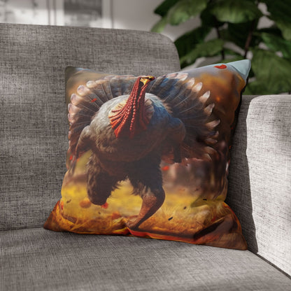 Thanksgiving Trot Turkey Run Athlete Sprint Racer Holiday Feast Dinner - Spun Polyester Square Pillow Case