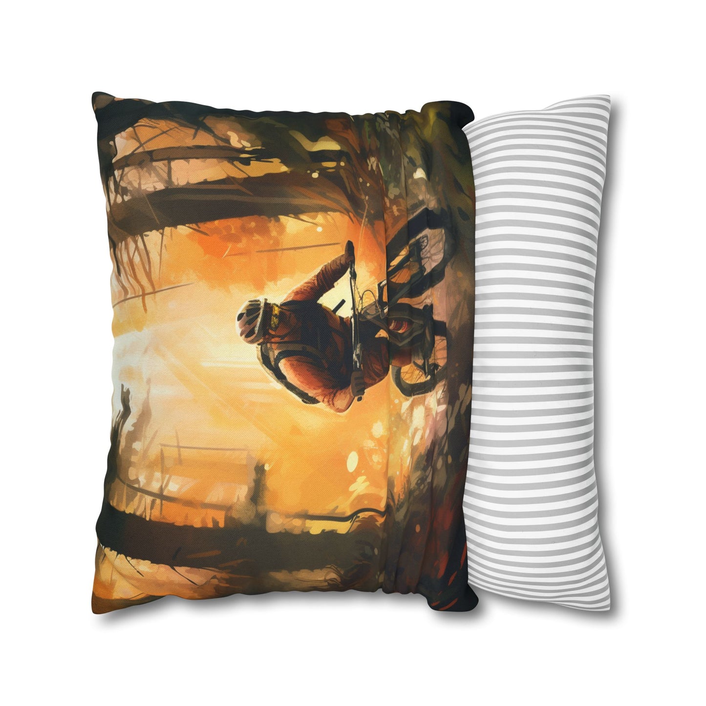 Mountain Bike Adventure - Forest Trail Graphic Spun Polyester Square Pillow Case