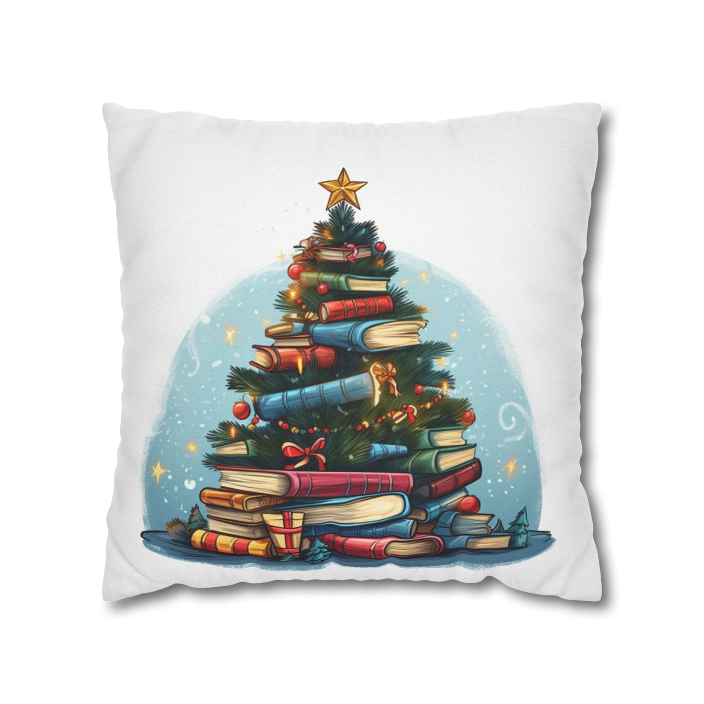 Book Lover Christmas Tree, Gift For Readers - Spun Polyester Square Pillow Case