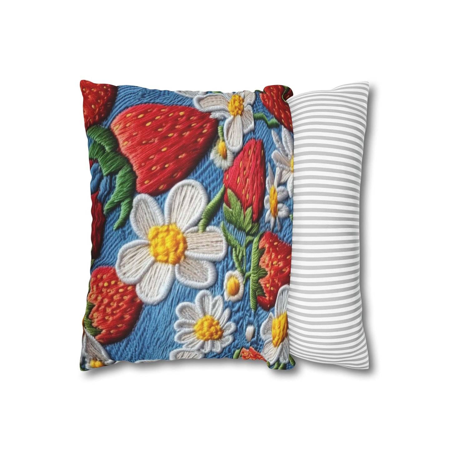 Orchard Berries: Juicy Sweetness from Nature's Garden - Fresh Strawberry Elegance - Spun Polyester Square Pillow Case