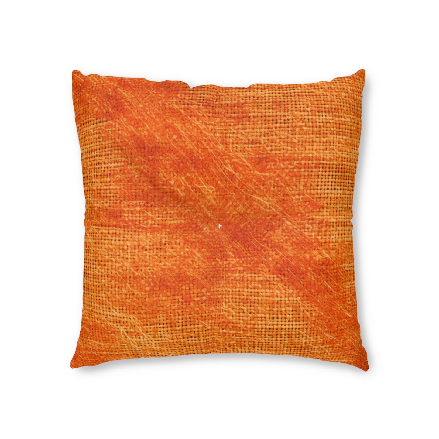 Burnt Orange/Rust: Denim-Inspired Autumn Fall Color Fabric - Tufted Floor Pillow, Square