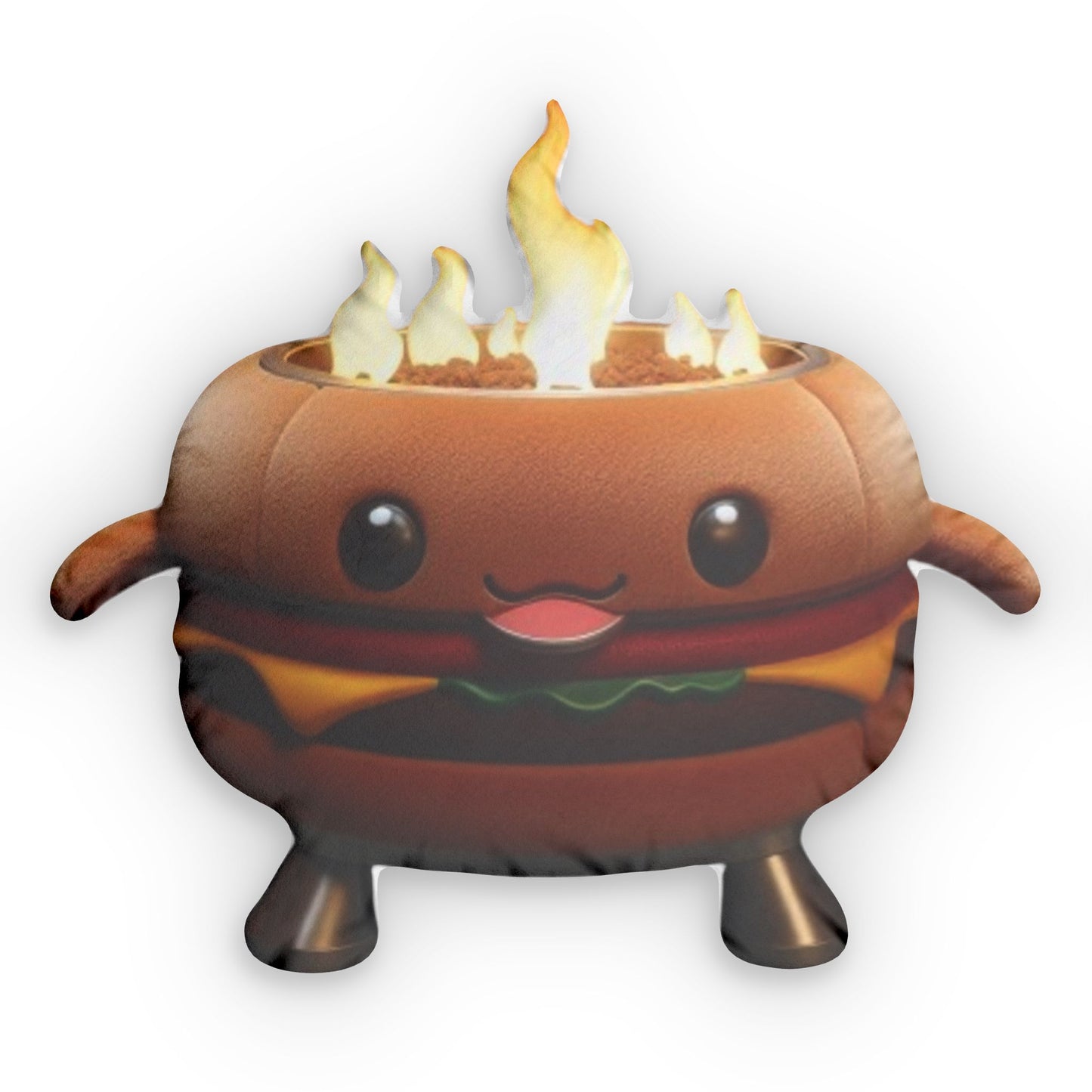 Round Portable Propane Gas Fire Pit Burger, Plush Shaped Pillow