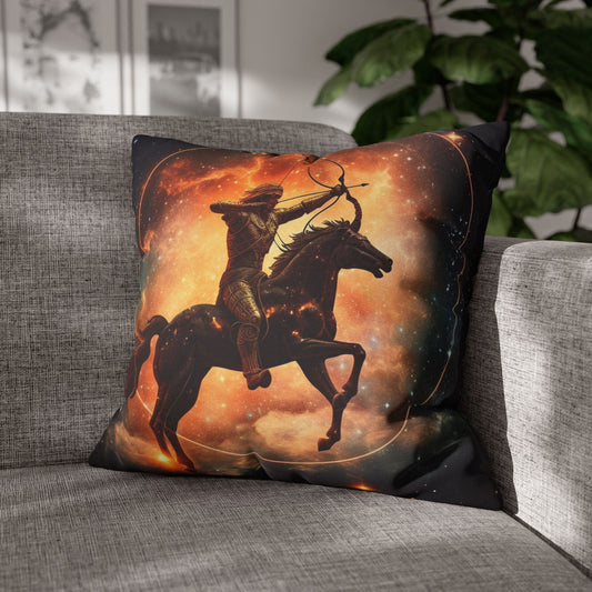 Sagittarius Constellation Totem - Archer in Action Zodiac Symbol - Spun Polyester Square Pillow Case